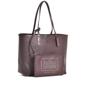 Euc Coach Reversible Burgandy & Tiger Print Tote Bag Purse